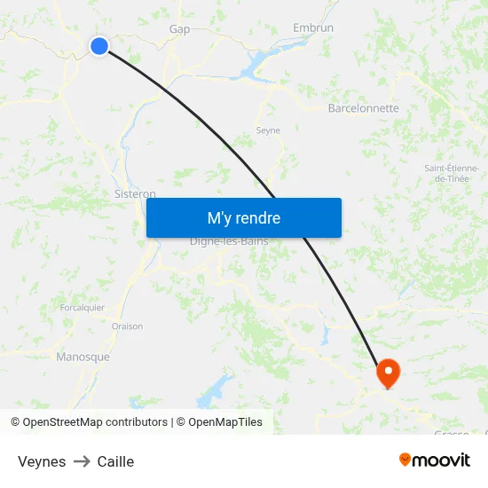 Veynes to Caille map