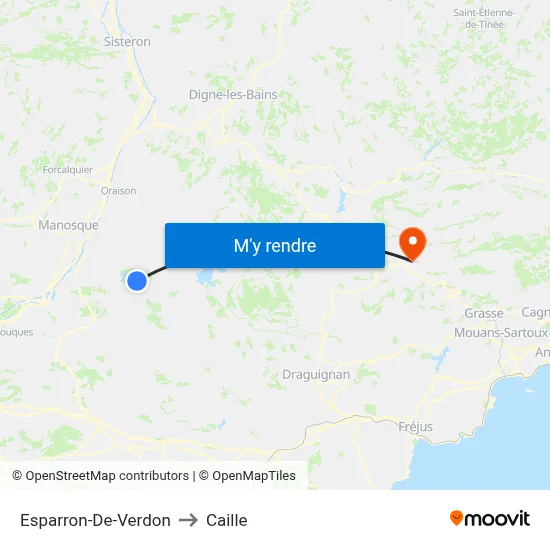Esparron-De-Verdon to Caille map