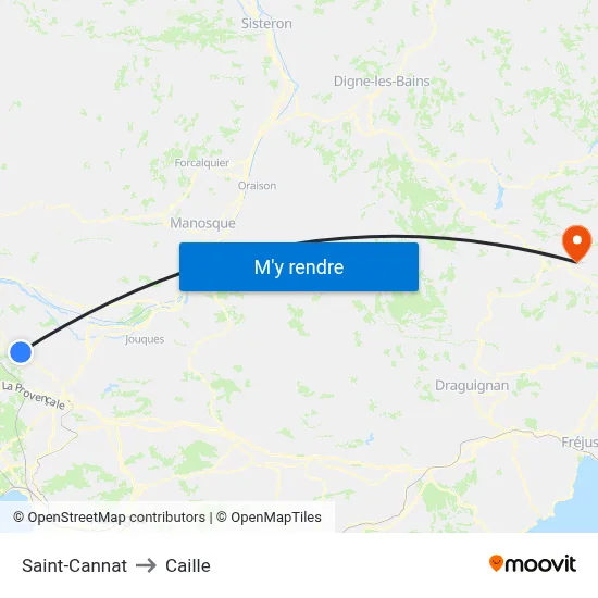 Saint-Cannat to Caille map