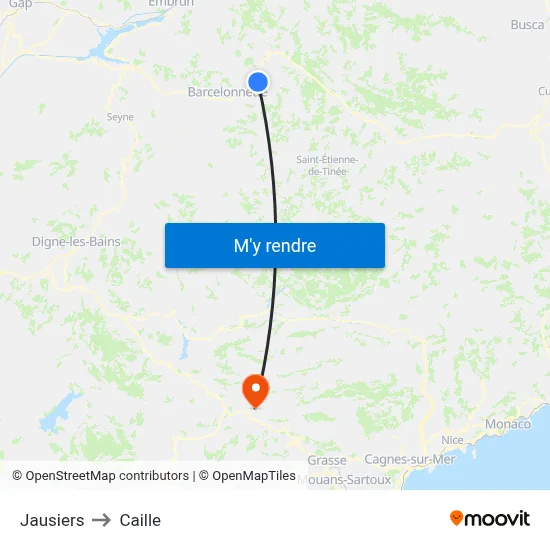 Jausiers to Caille map