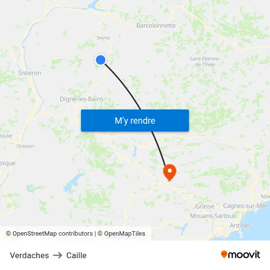 Verdaches to Caille map