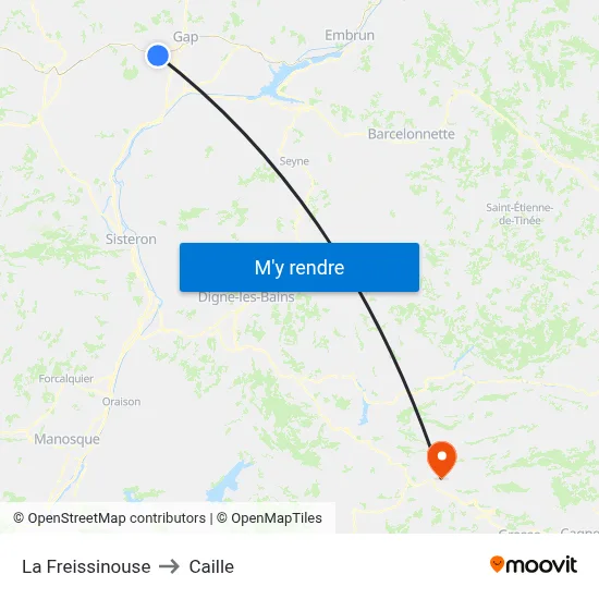 La Freissinouse to Caille map