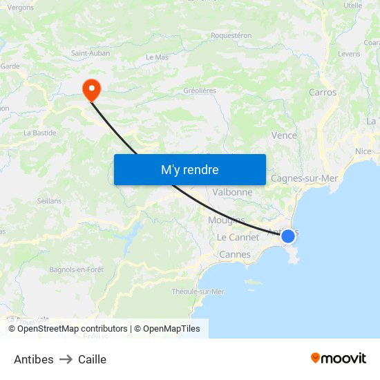 Antibes to Caille map