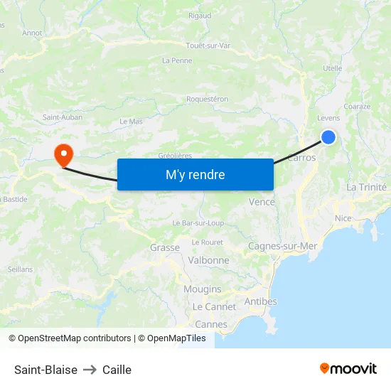Saint-Blaise to Caille map