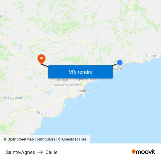 Sainte-Agnès to Caille map