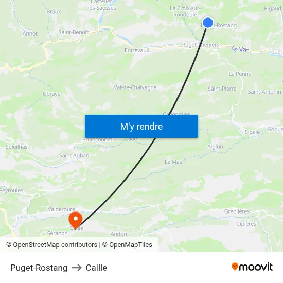 Puget-Rostang to Caille map