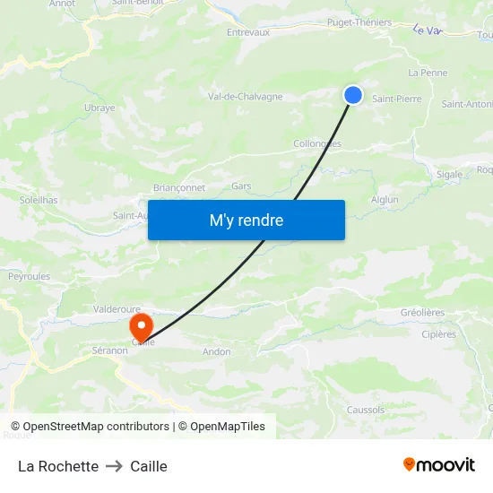 La Rochette to Caille map