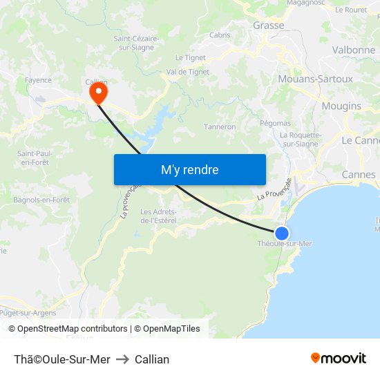 Thã©Oule-Sur-Mer to Callian map