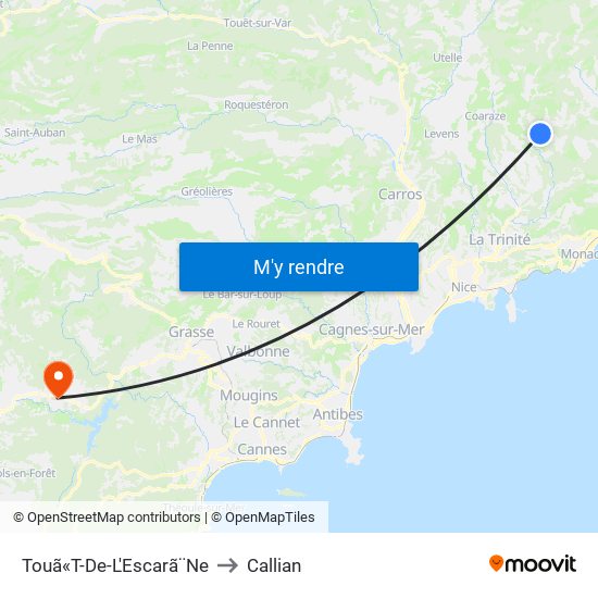 Touã«T-De-L'Escarã¨Ne to Callian map