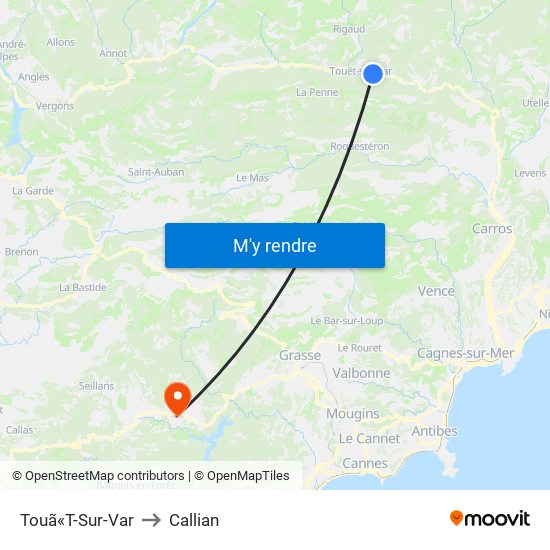 Touã«T-Sur-Var to Callian map
