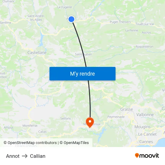 Annot to Callian map