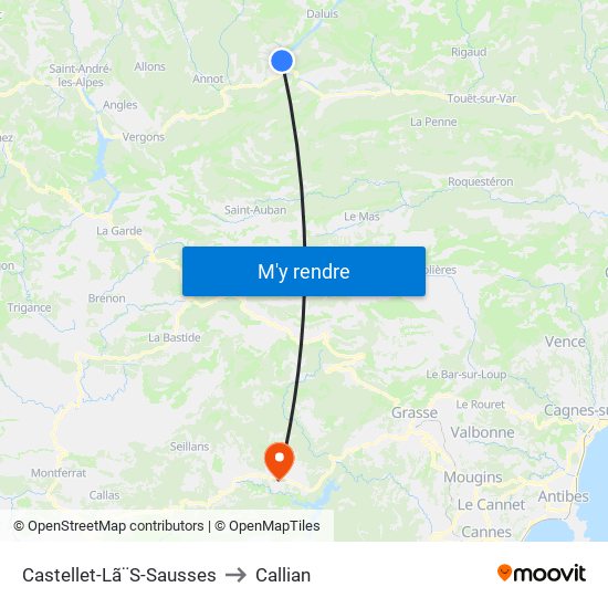 Castellet-Lã¨S-Sausses to Callian map