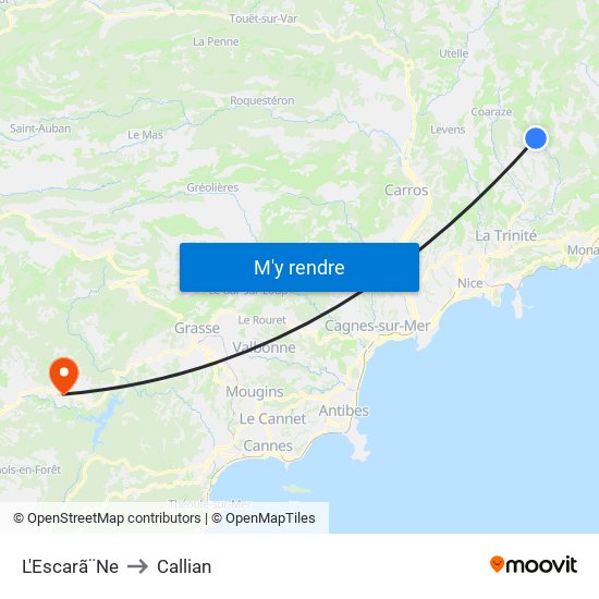 L'Escarã¨Ne to Callian map