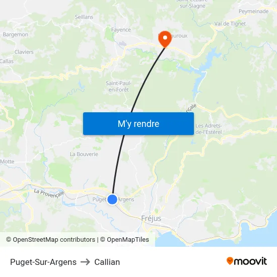 Puget-Sur-Argens to Callian map