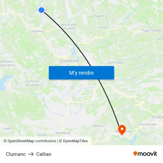 Clumanc to Callian map