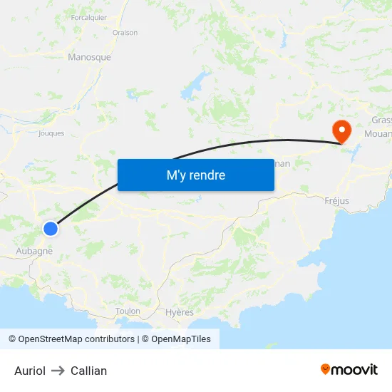 Auriol to Callian map