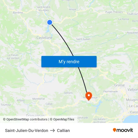 Saint-Julien-Du-Verdon to Callian map