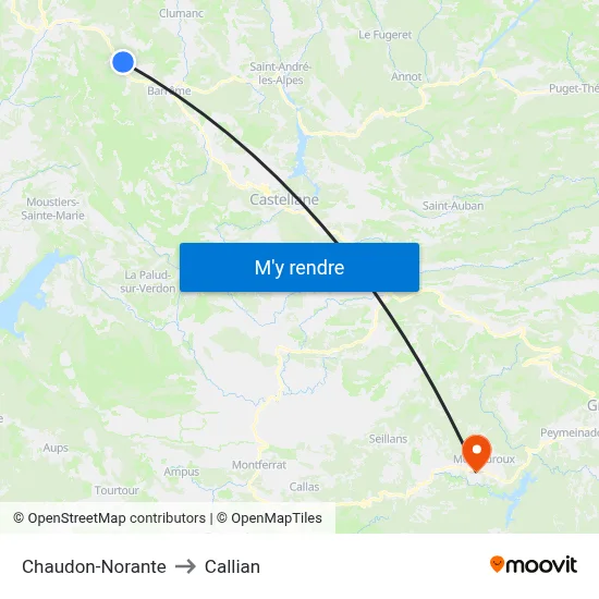 Chaudon-Norante to Callian map