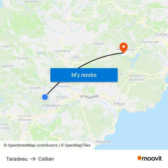 Taradeau to Callian map