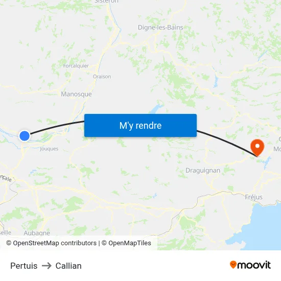 Pertuis to Callian map