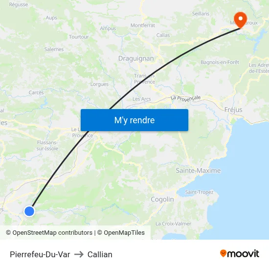 Pierrefeu-Du-Var to Callian map