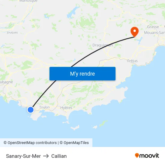 Sanary-Sur-Mer to Callian map