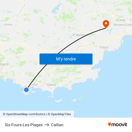 Six-Fours-Les-Plages to Callian map