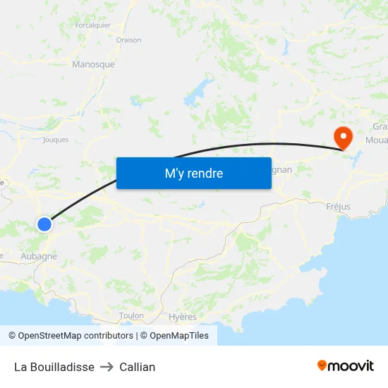 La Bouilladisse to Callian map