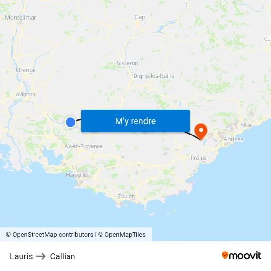 Lauris to Callian map