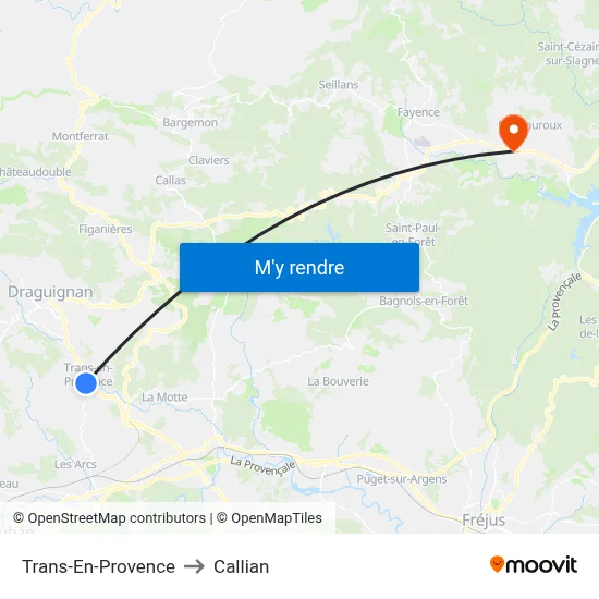 Trans-En-Provence to Callian map