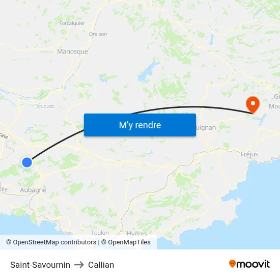 Saint-Savournin to Callian map