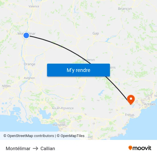 Montélimar to Callian map