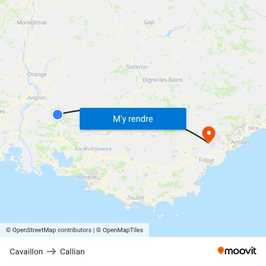 Cavaillon to Callian map