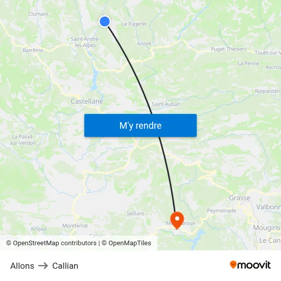 Allons to Callian map