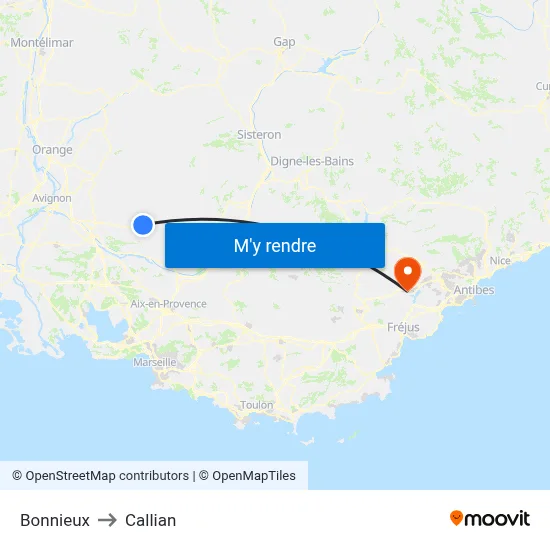 Bonnieux to Callian map