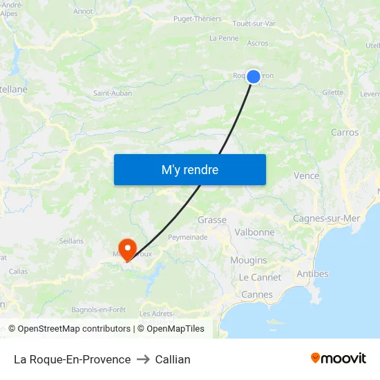 La Roque-En-Provence to Callian map