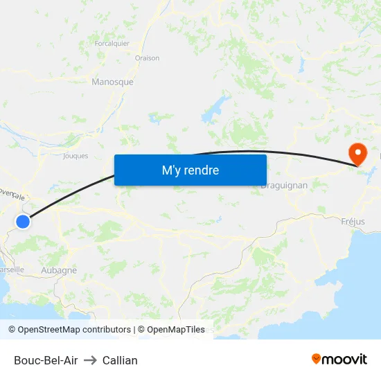 Bouc-Bel-Air to Callian map