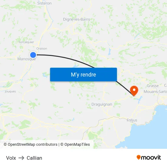 Volx to Callian map