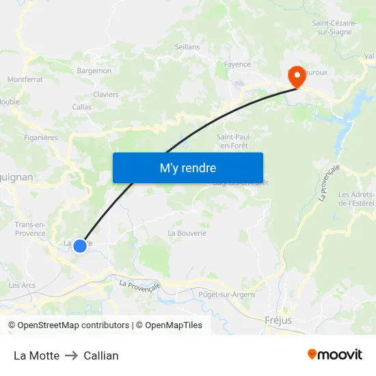 La Motte to Callian map