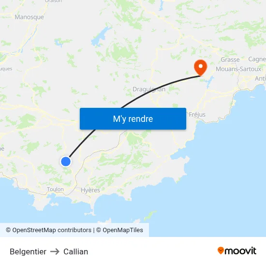 Belgentier to Callian map