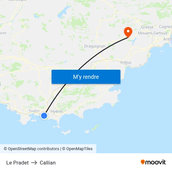Le Pradet to Callian map