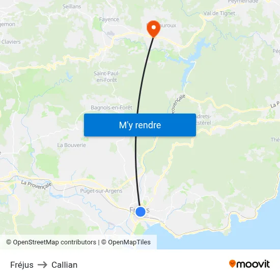 Fréjus to Callian map