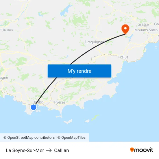 La Seyne-Sur-Mer to Callian map