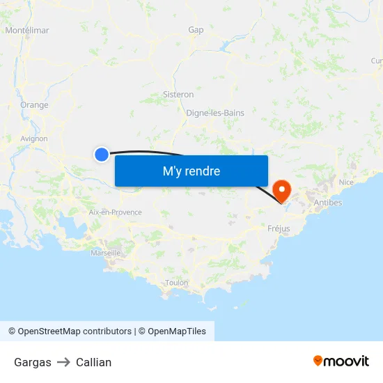 Gargas to Callian map