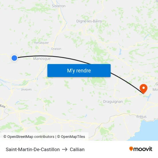 Saint-Martin-De-Castillon to Callian map