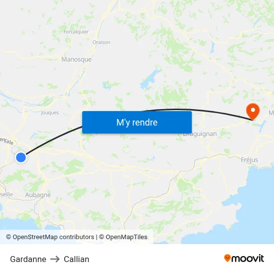 Gardanne to Callian map