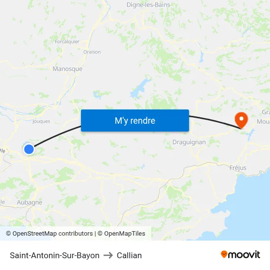 Saint-Antonin-Sur-Bayon to Callian map