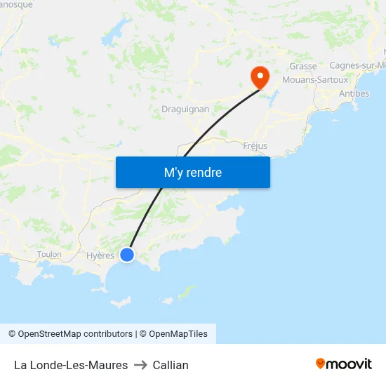 La Londe-Les-Maures to Callian map