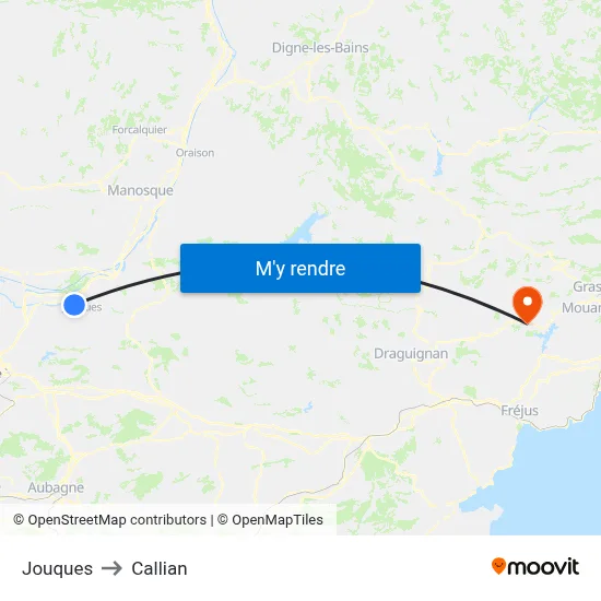 Jouques to Callian map