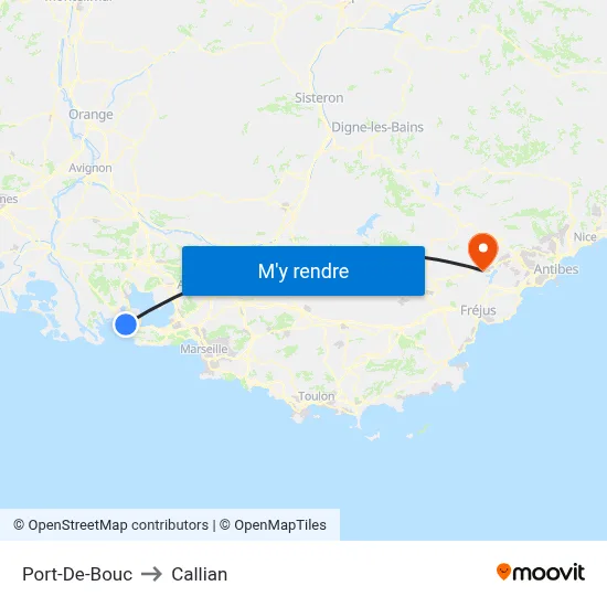Port-De-Bouc to Callian map